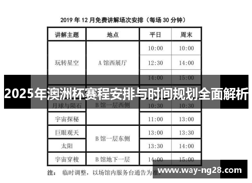 2025年澳洲杯赛程安排与时间规划全面解析