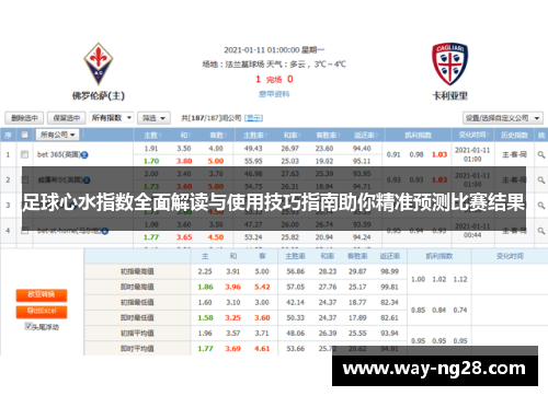足球心水指数全面解读与使用技巧指南助你精准预测比赛结果